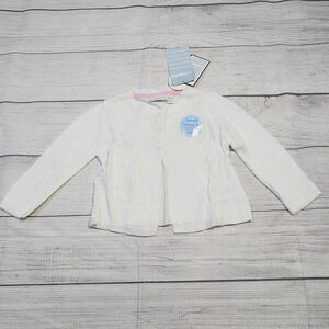 12/18m JoJo Maman BeBe White Cardigan, NEW
